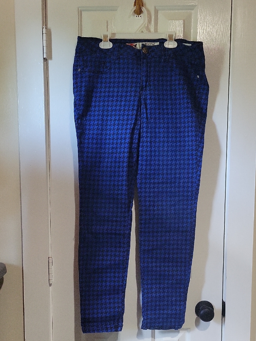 Grane Blue Houndstooth Stretch Chinos